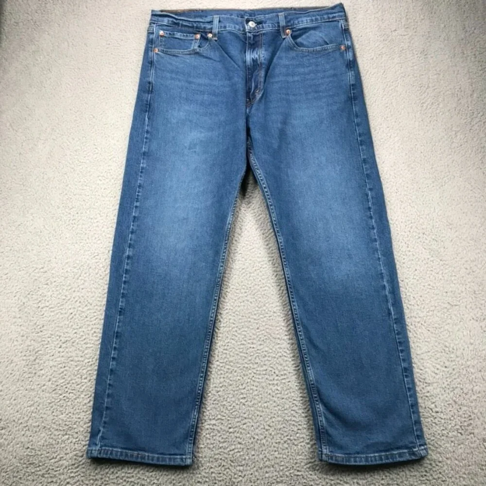 LEVIS 505 Jeans Mens 38x30 Regular Fit Straight Leg‎ Medium Wash Denim *FLAW